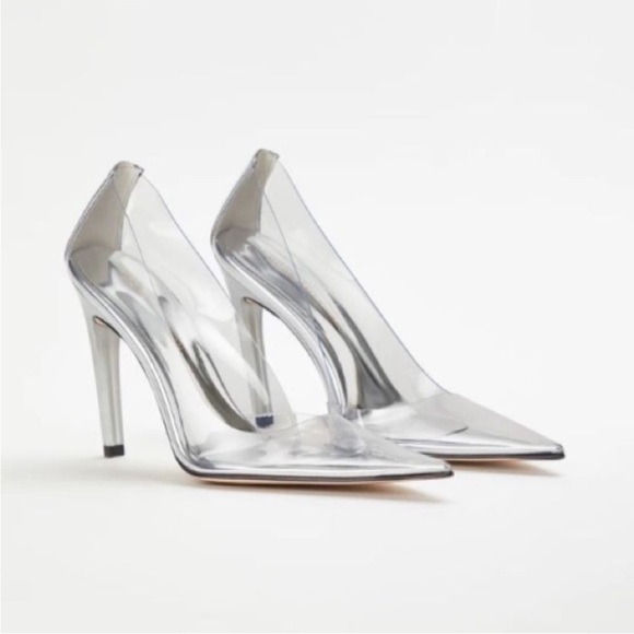 Good American Shoes - NWT Good American Cinder Fckingrella Glass Pumps size 8.5